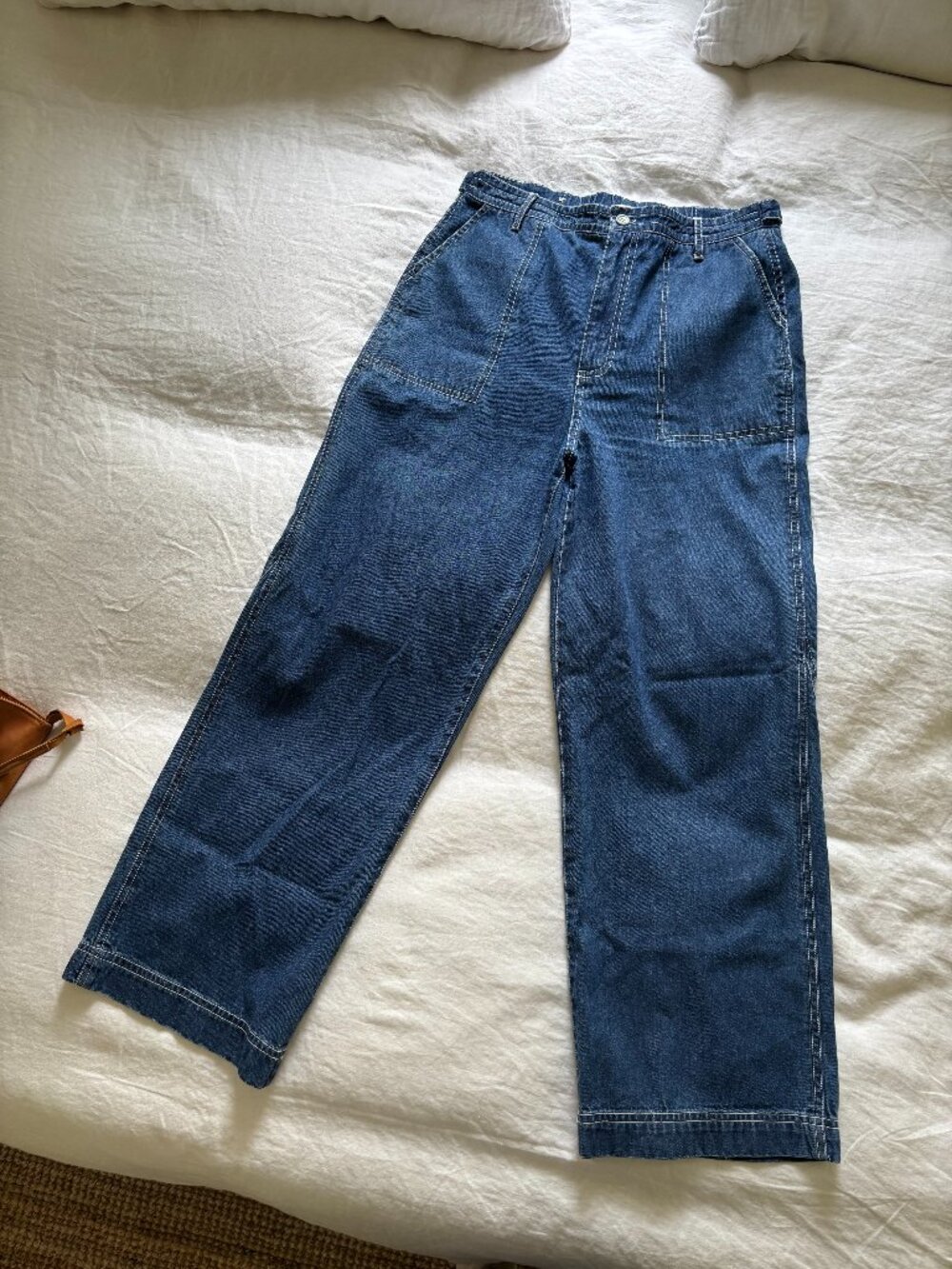 Harper Sage Dark Wash Lightweight Wide Leg Jeans- Size Medium